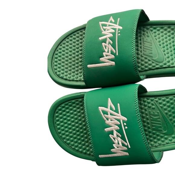 Nike x Stussy Men\'s Benassi Green Slides Size 10 main image 4